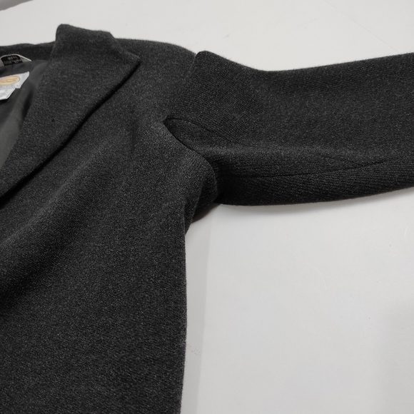 Talbots Merino Wool Open Front Blazer Collared Career Jacket Charcoal Gray 10 - Picture 7 of 12